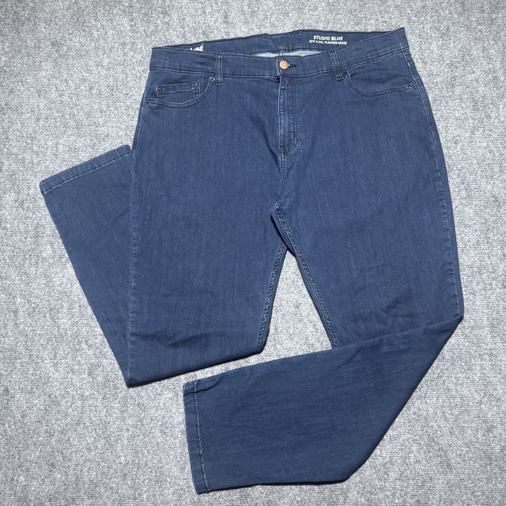 Mugsy Studio Blue Jeans Men Tag 42x32 Casual 5 Pocket Stretch Dark Wash Flexible